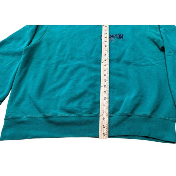 Vintage 90s Champion Teal Blue Green Embroidered Crewneck Sweatshirt Size XL - Picture 4 of 7